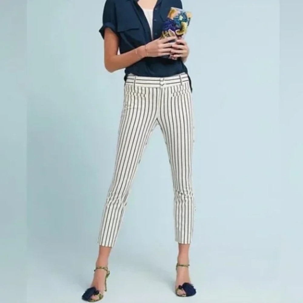 Anthropologie Womens size 2 The Essential Slim Crop Striped Pants